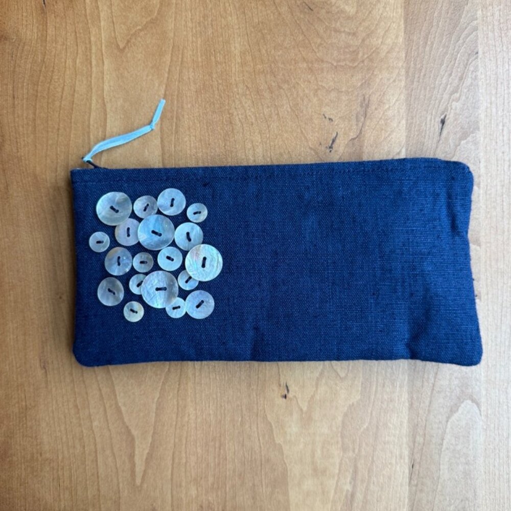 Navy Hemp Hand Clutch